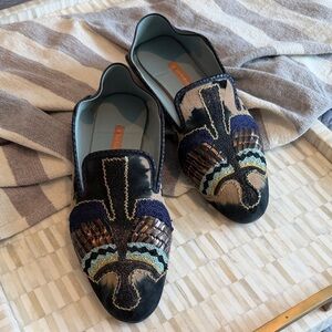 Meher Kakalia Embroidered Loafers - Black and Blue